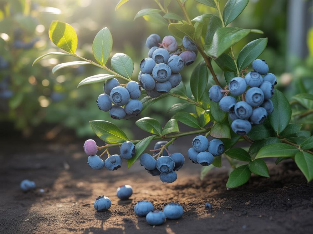 Młode pędy borówki