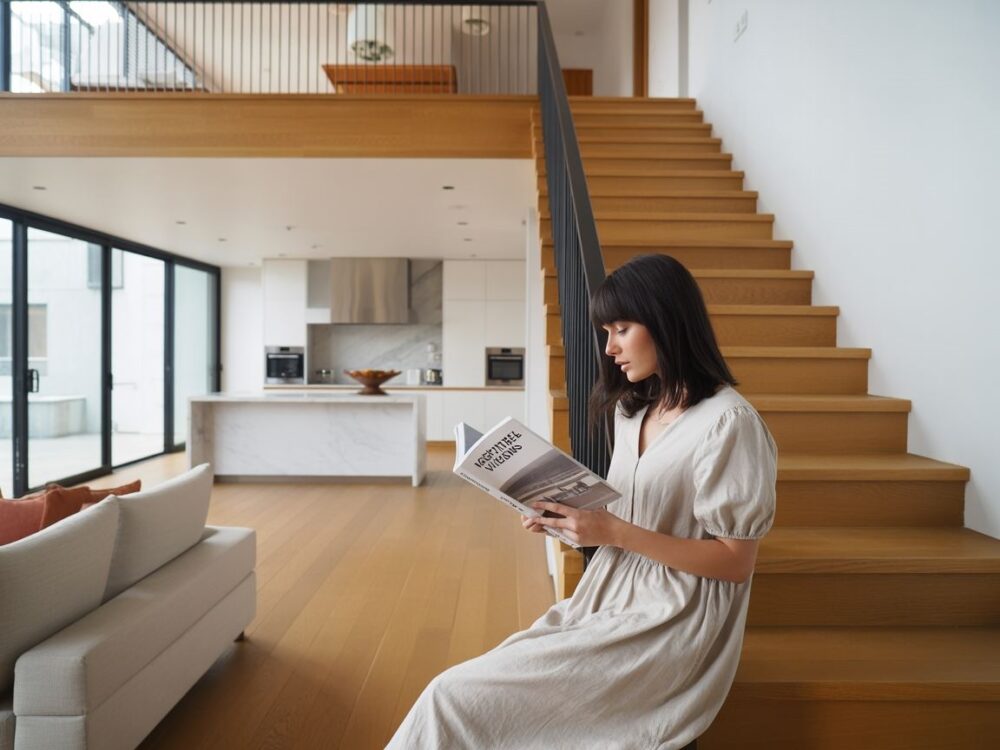 drewniane schody na antresolę