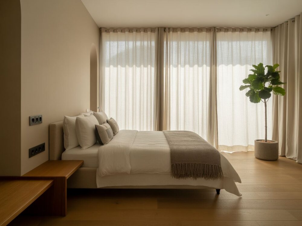 gniazda przy biurku i ścianie TV