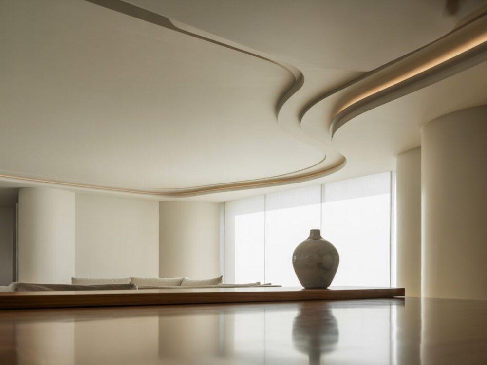 jednolity kolor sufitu i ścian