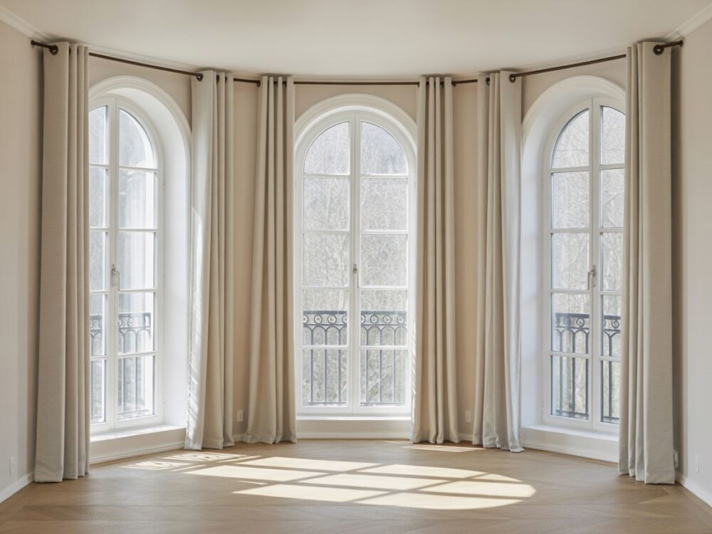 karnisz łukowy do okna narożnego