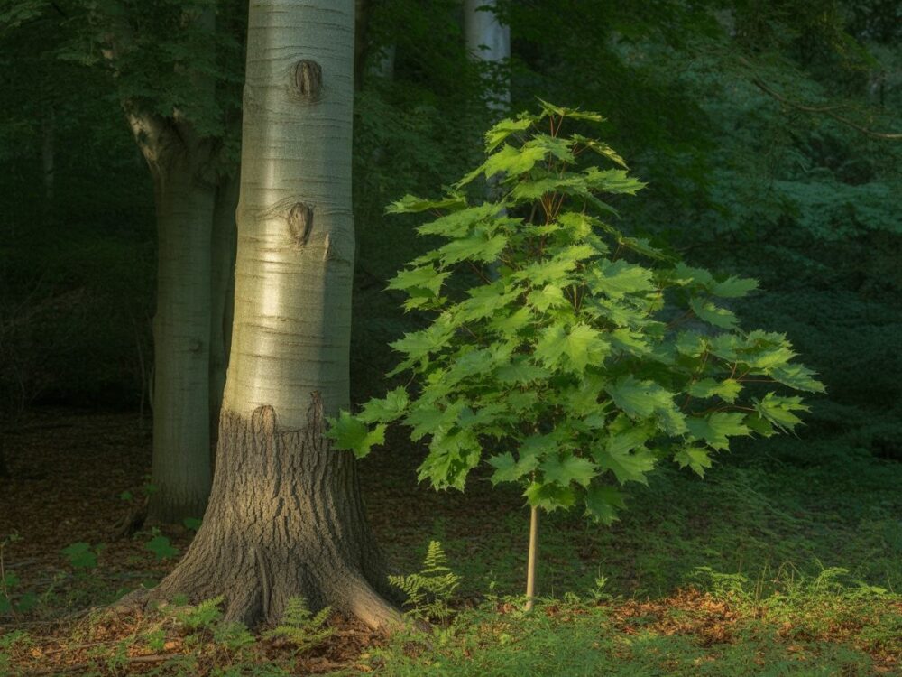 liście klonu wiosna jesień