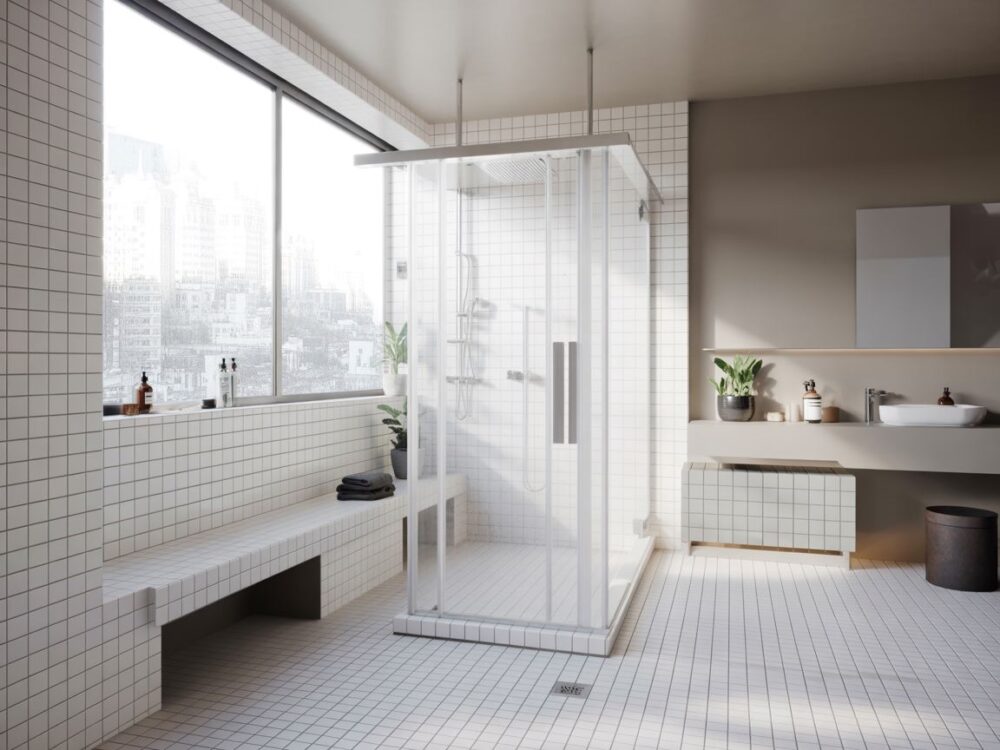 mała łazienka z kabiną