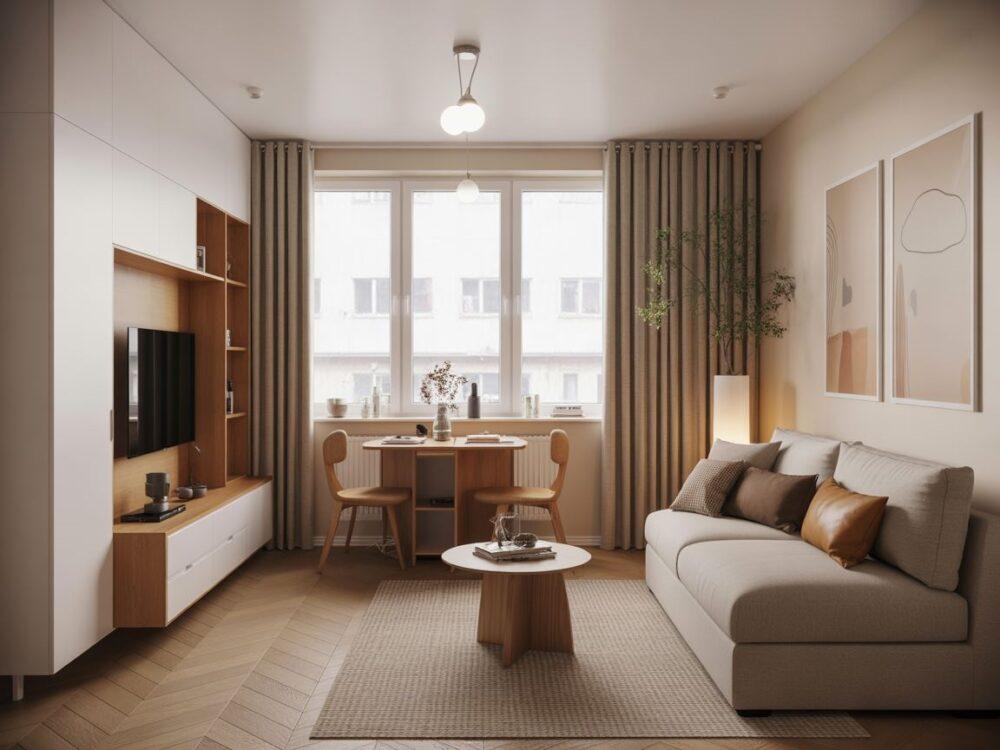 minimalistyczne wnętrze 38m