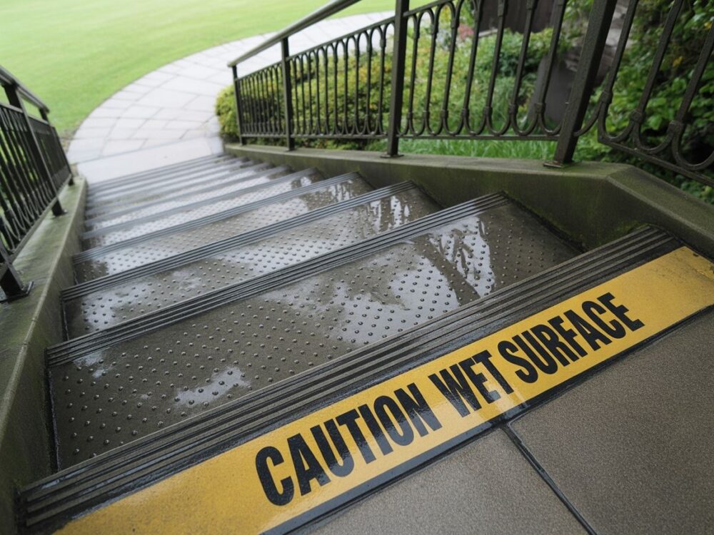 mokre schody zewnętrzne zabezpieczenie