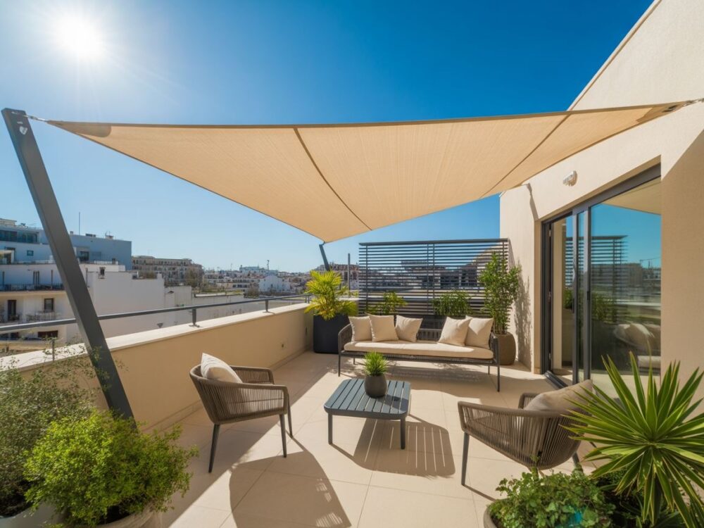 montaż żagla balkonowego