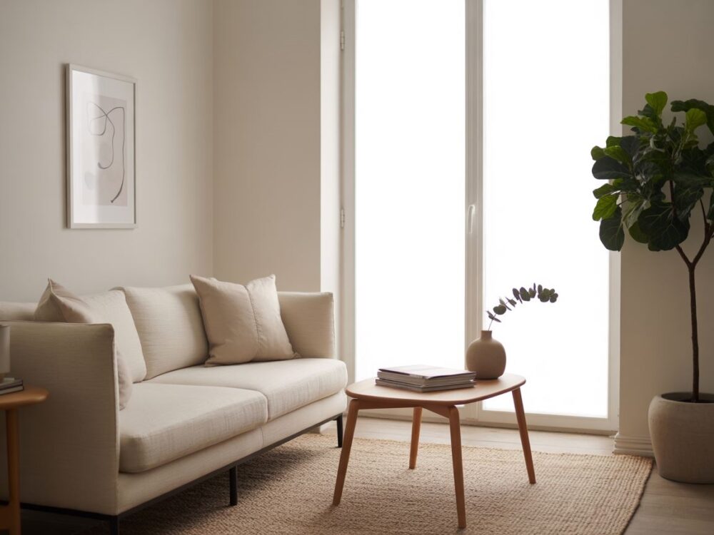 otwarty układ z lustrami i roślinami