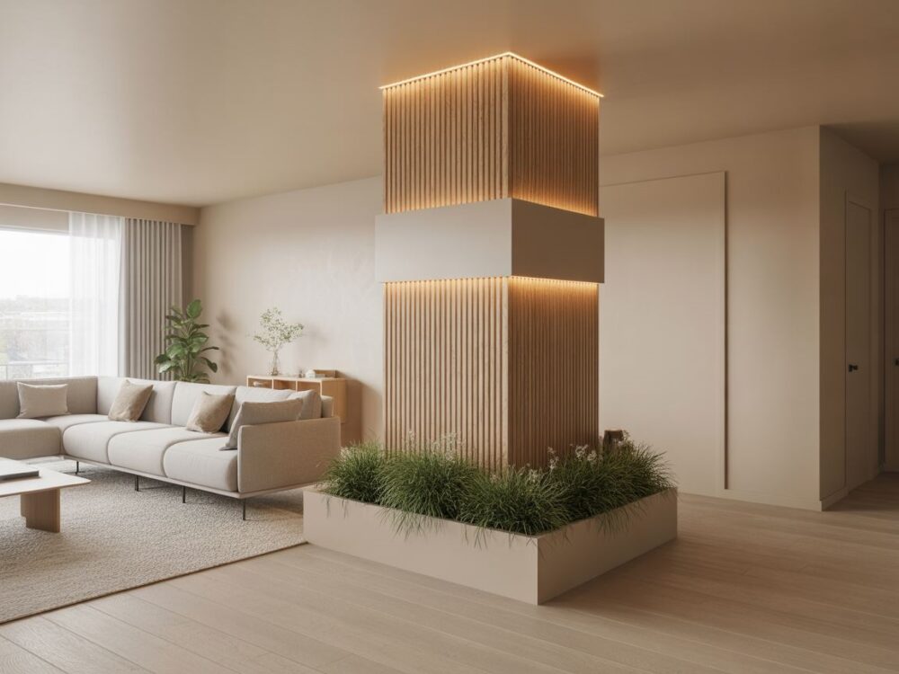 ozdobiony słup w salonie