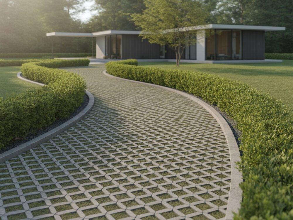 podjazd z betonowych płyt