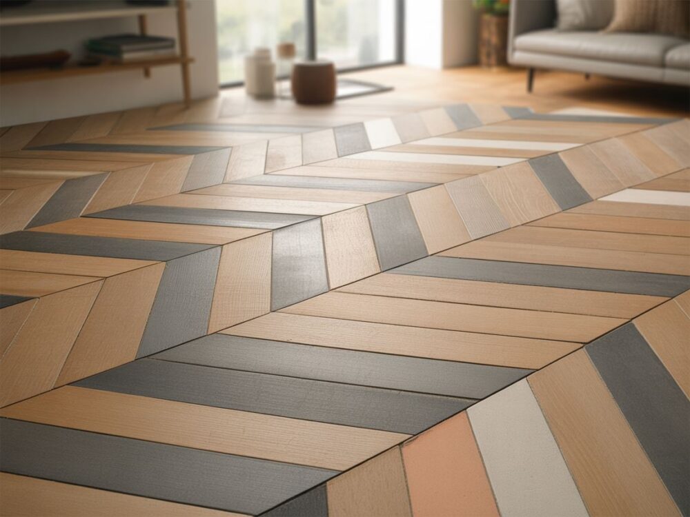 porównanie kolorów fugi do płytek drewnopodobnych