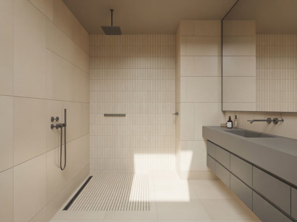 prysznic z odpływem liniowym