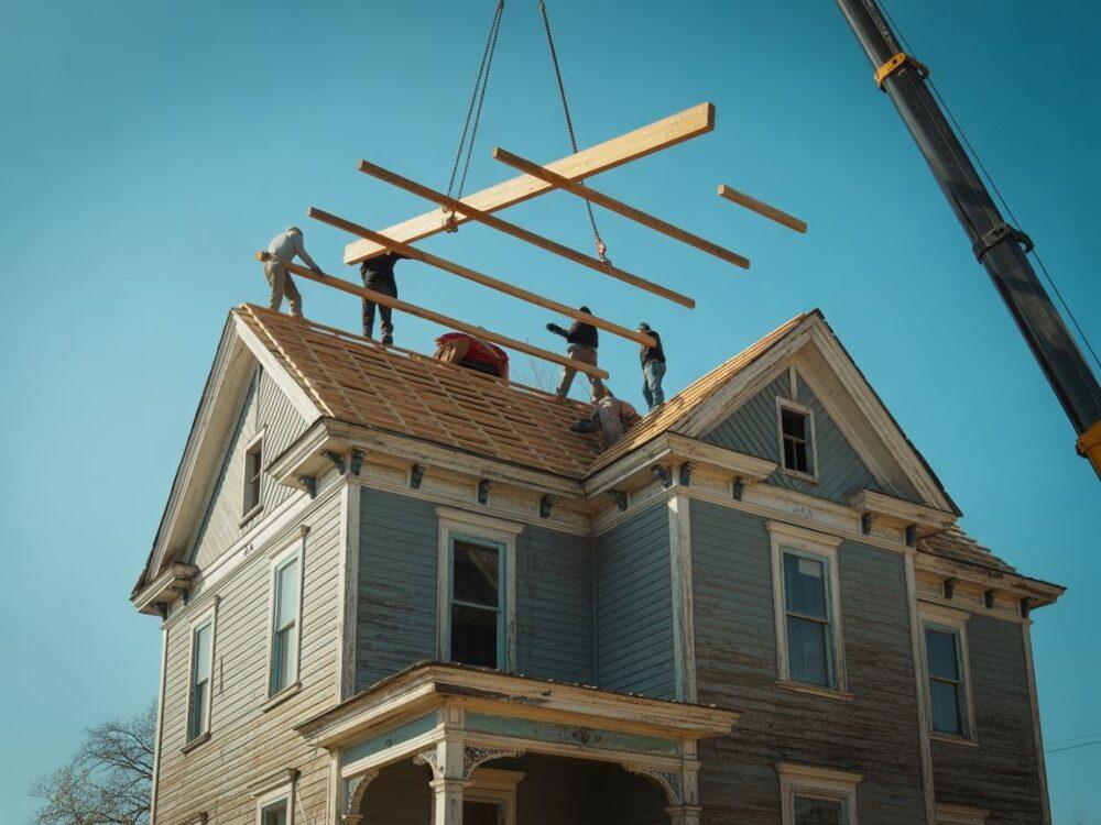 stalowe belki i rusztowanie