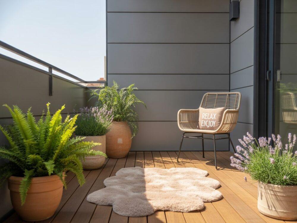 sztuczna trawa na balkonie