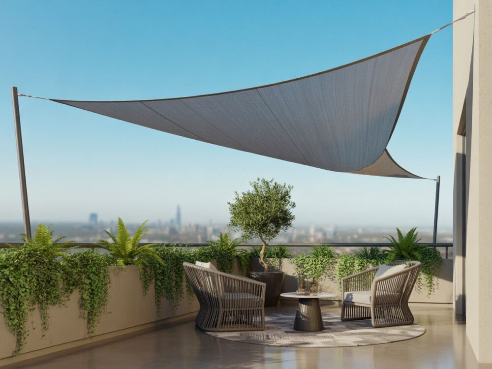 trójkątny żagiel przeciwsłoneczny