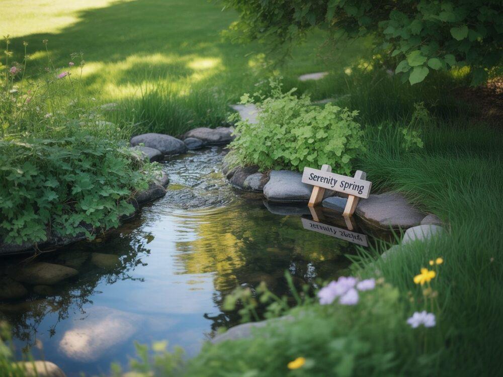 wąski strumień w łące